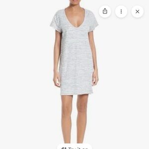 ATM Women's Gray cap-Sleeve Scoop Neck Tee dress with pockets